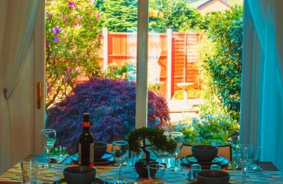 lodginet spacious white house dining garden view